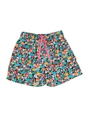 Men's Tropical Floral Swim Trunks - Black with Multicolor Print